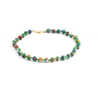 Colier SORRISO verde cu murine multicolore