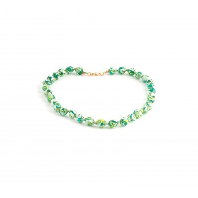 Colier SORRISO verde transparent cu murine albe